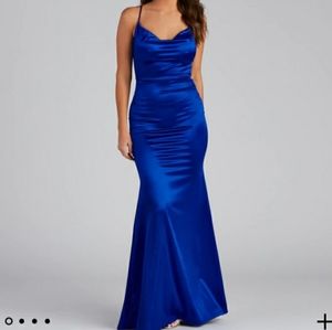 Royal Blue Nala Cowl Collar Dress